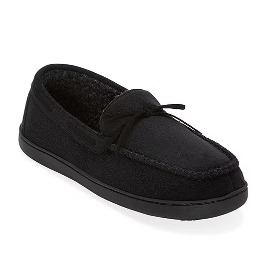 Men's St John's Bay Memory Foam Moccasin Slippers - Black - XL (13/14) - NIB