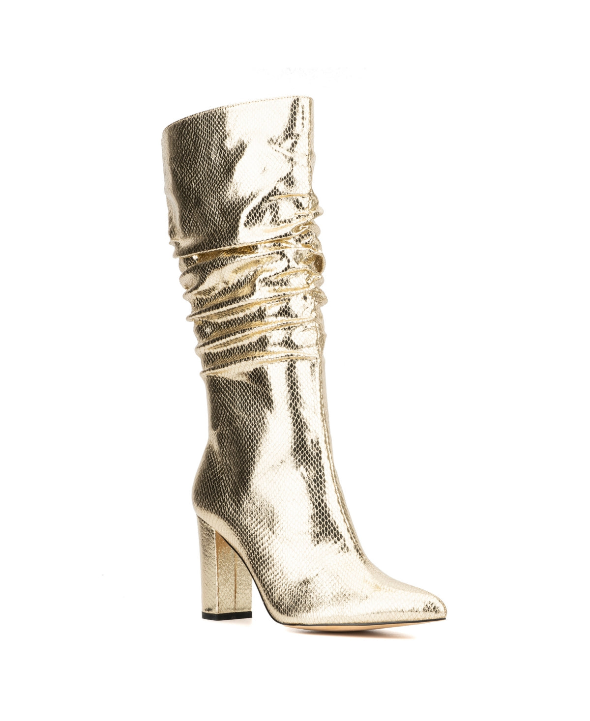 Women's New York & Co Earla Block Heel Slouch Boots - Gold - 10 - NIB