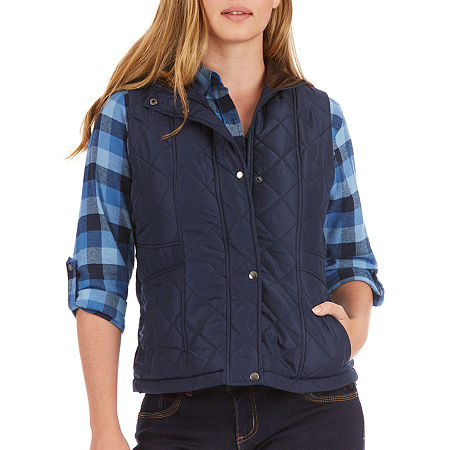 Women's Smith's American Quilted Vest with Velour Lining - Navy - XL - NWT