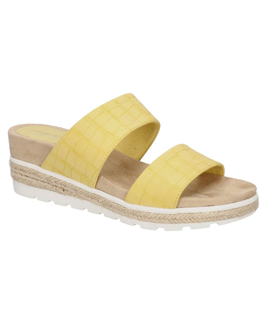 Women's Easy Street Maryann Espadrille Wedge Sandals - Yellow Croc - 8W - NIB