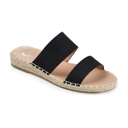 Women's Journee Collection Suzzie Espadrille Slide Sandals - Black - 6 - NIB