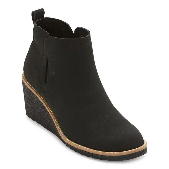 Women's St John's Bay Burkley Wedge Heel Booties -Black - 7.5W - NIB
