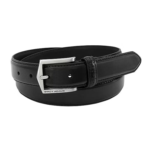 Men's Stacy Adams Pinseal 30mm Perf Strap Genuine Leather Belt - Black - 36 - NWT