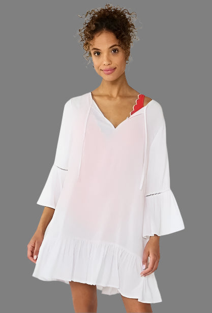 Draper James Women's Swimsuit Cover Up Shirt Dress-White-NWT