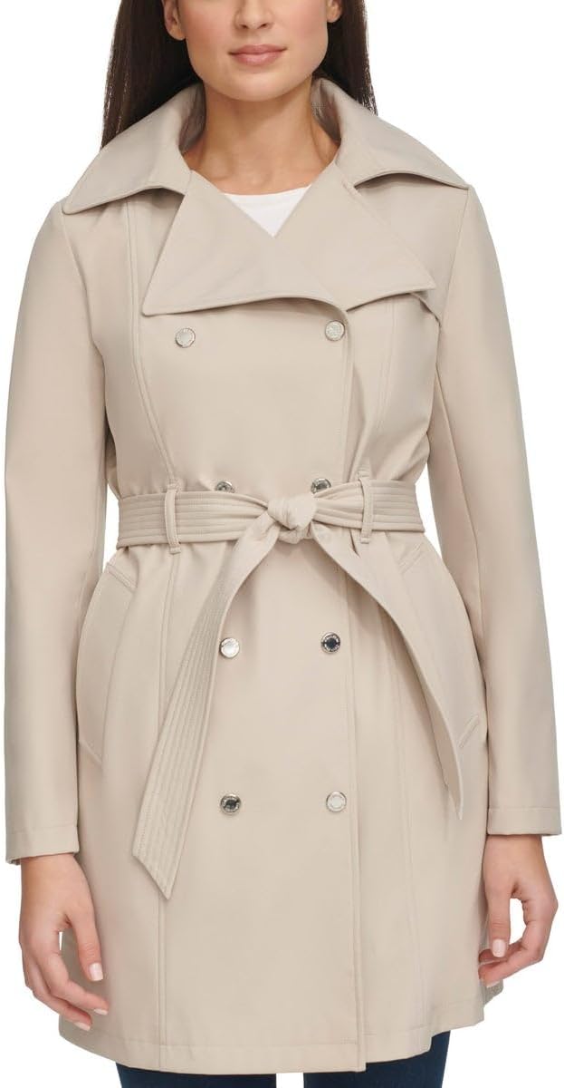 Calvin Klein Women's Hooded Trench Coat L Tan NWT