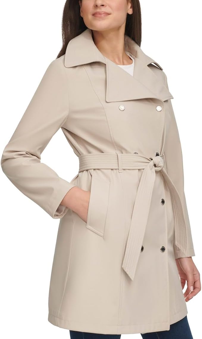Calvin Klein Women's Hooded Trench Coat L Tan NWT