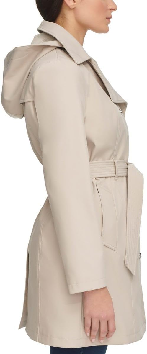 Calvin Klein Women's Hooded Trench Coat L Tan NWT