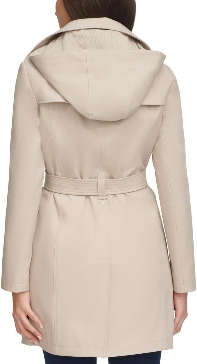 Calvin Klein Women's Hooded Trench Coat L Tan NWT
