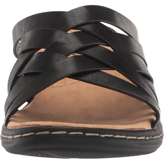 Women's Izod Slaight Faux Leather Strappy Sandals - Black - 9 - NIB