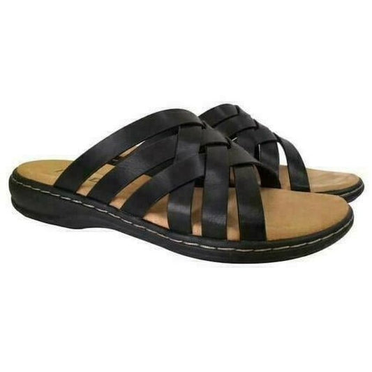 Women's Izod Slaight Faux Leather Strappy Sandals - Black - 9 - NIB