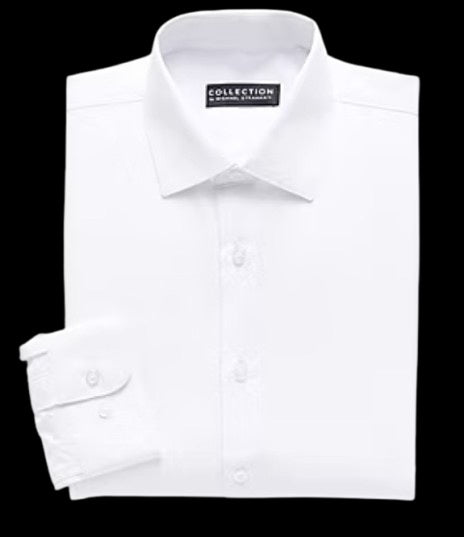 Michael Strahan Men's Modern Fit Long Sleeve Dress Shirt-White-XXL-NWT
