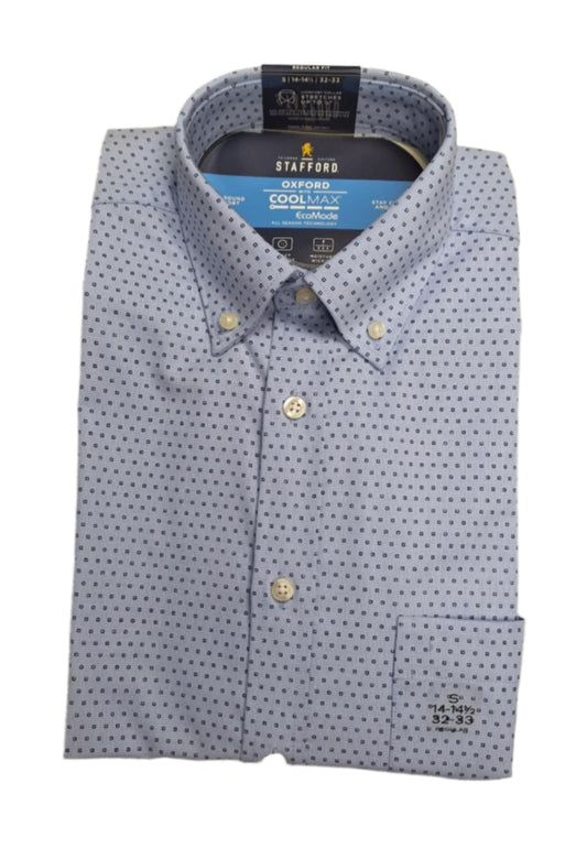 Men's Stafford Long Sleeve Oxford Dress Shirt - Navy Dash - Small - NWT