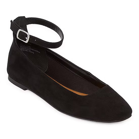 Women's A.n.a Kearny Square Toe Faux Suede Ballet Flats - Black - 8.5 - NIB