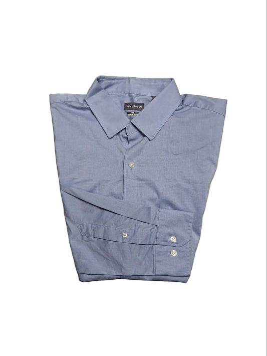 Van Heusen Men's Never Tuck Slim Fit Dress Shirt L 16-16.5 Blue NWOT