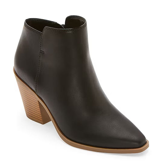 Women's a.n.a Dutch Stacked Heel Booties - Black - 7 - NIB