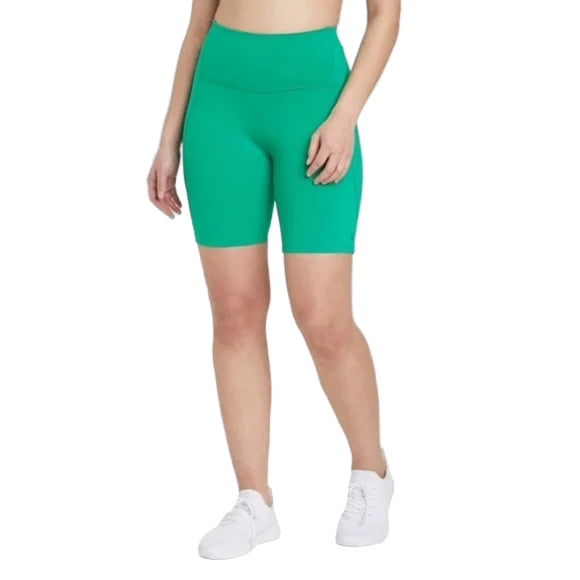 All in Motion Women's Brushed Sculpt Curvy Bike Shorts Vibrant Green NWT