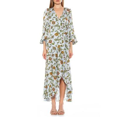 Alexia Admor Women's Tala Wrap Maxi Dress 14 Blue Floral NWT