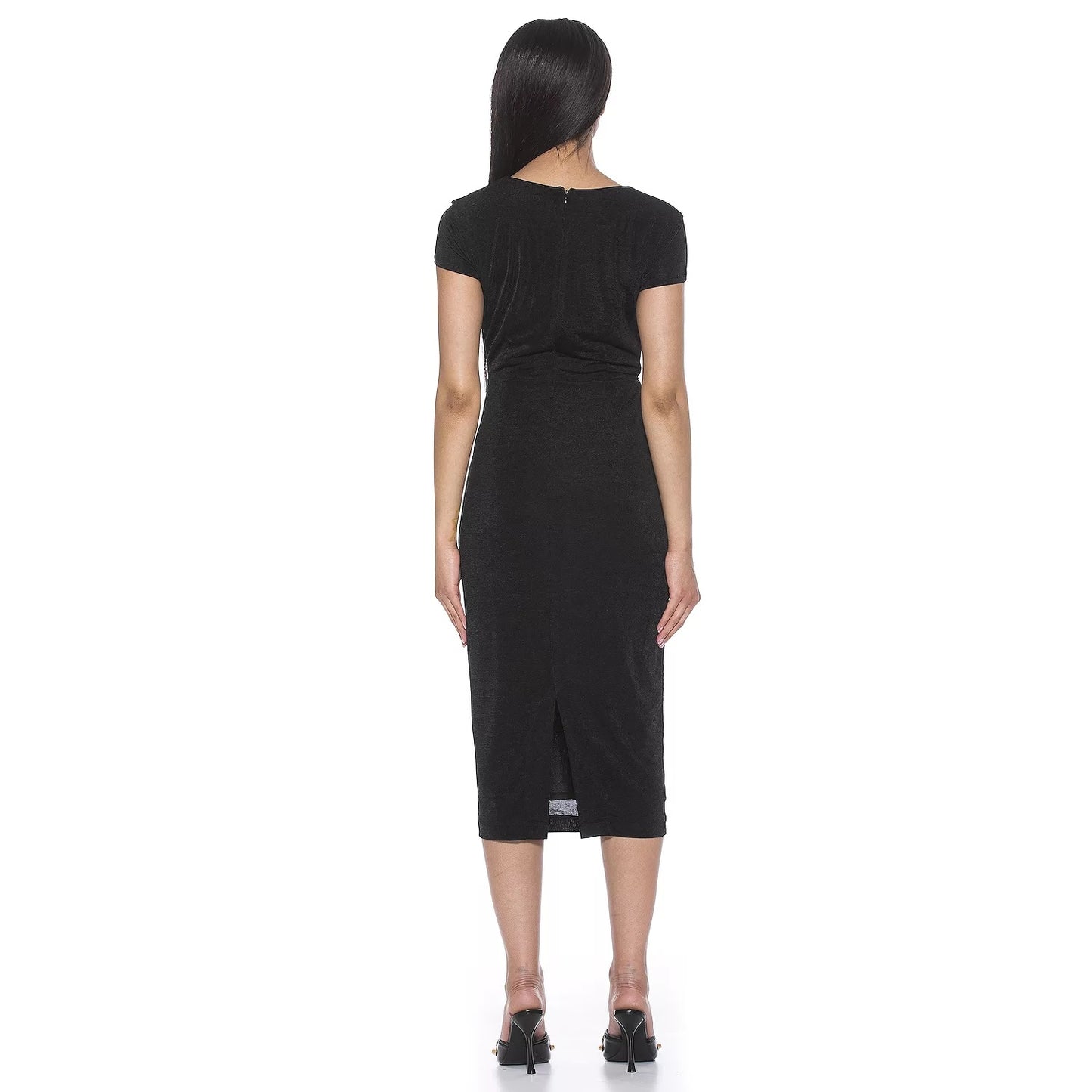 Alexia Admor Women's Orine Draped Cap Sleeve Sheath Dress XL Black NWT