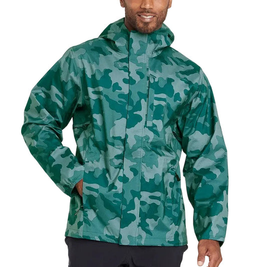 All in Motion Men's Hooded Waterproof Jacket Various Sizes Green Camo NWT
