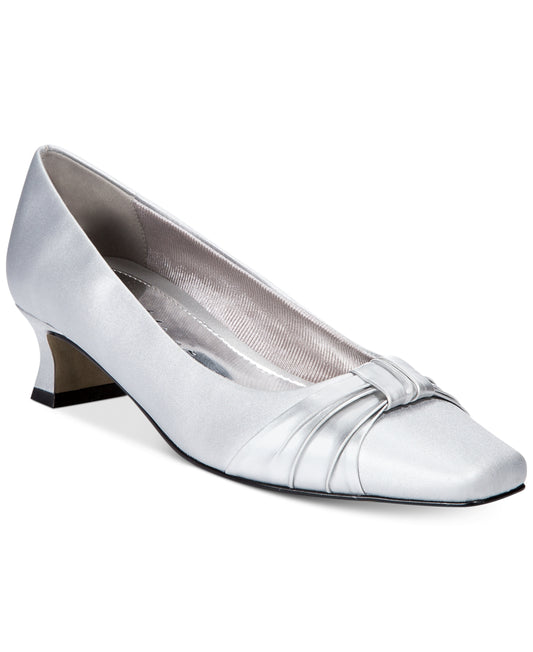 Women's Easy Street Waive Classic Pumps - Silver Satin - 9.5W - NIB