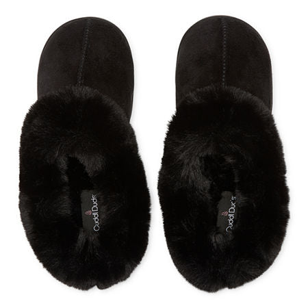 Women's Cuddl Duds Faux Fur Lined Clog Slippers - Black - Small (5/6) - NWT