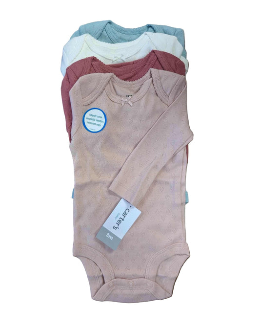 Carter's Baby Girls' Long Sleeve Bodysuits 4 Pack 3 Months NWT