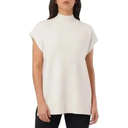 Cyrus Women's Mock Neck Sleeveless Sweater L Cream NWT