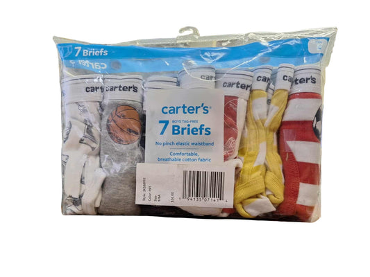 Carter's Boys' Tagless Briefs 7 Pack 8 Sports Themed NWT