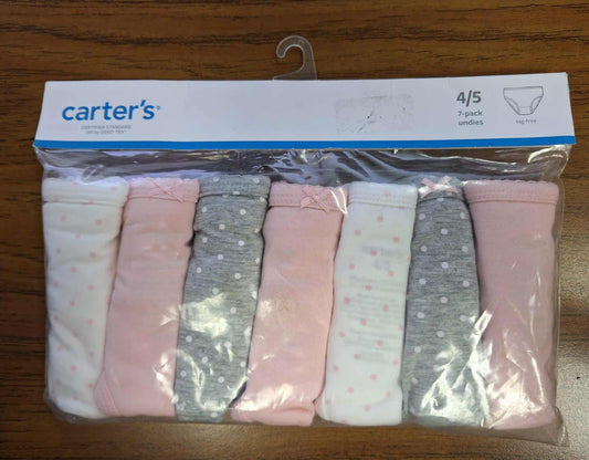 Carter's Girls' Tagless Undies 7 Pack Various Sizes NWT