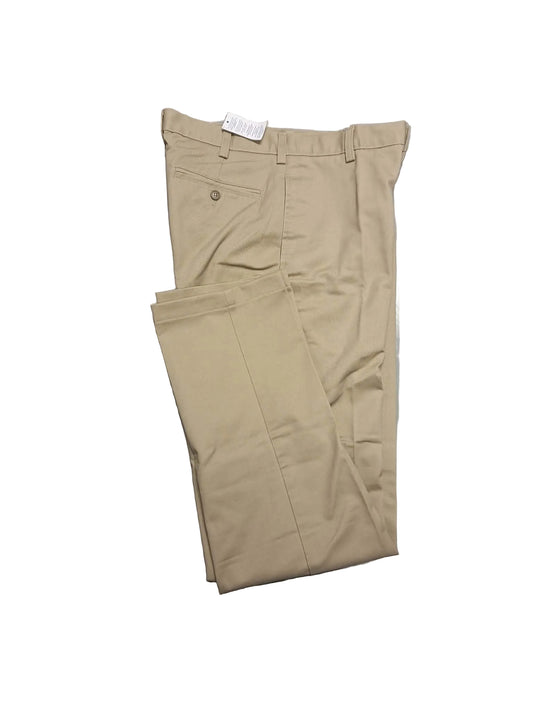 Lands' End Men's No Iron Plain Front Performance Chino Pants 30x34 Khaki NWOT