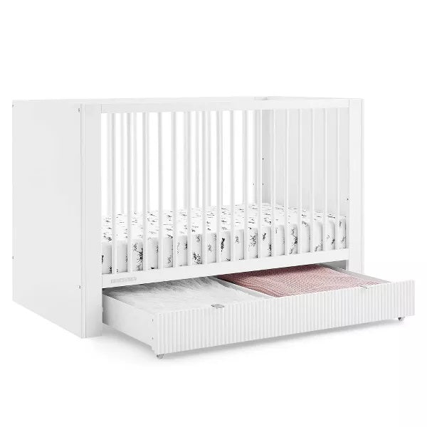 Delta Children Cassie 4-in-1 Convertible Crib with Underdrawer Bianca White. Open Box