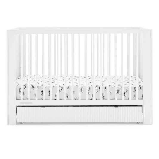 Delta Children Cassie 4-in-1 Convertible Crib with Underdrawer Bianca White. Open Box