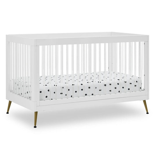 Delta Children Sloane 4-in-1 Acrylic Convertible Crib Bianca White/Melted Bronze. Open Box