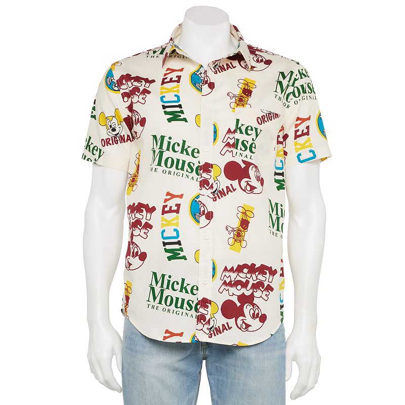 Disney Men's Mickey Mouse Button Down Camp Shirt L NWOT