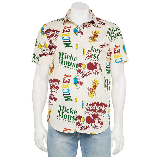 Disney Men's Mickey Mouse Button Down Camp Shirt L NWOT