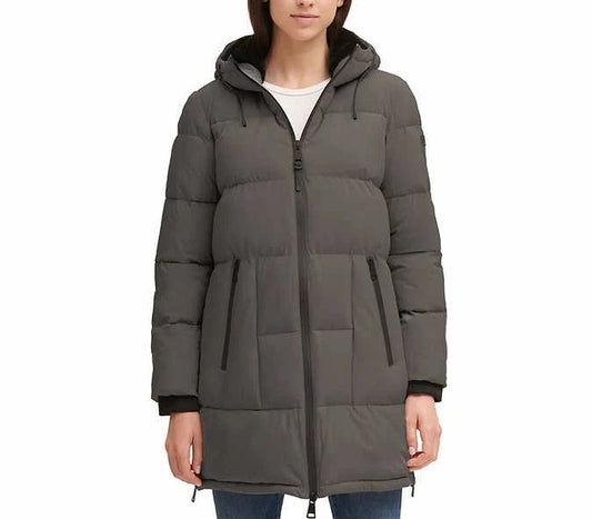 DKNY Women's Hooded Parka-Small-Gray-NWT