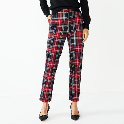 Draper James Women's Straight Leg Pant Medium Black/Red Plaid NWT