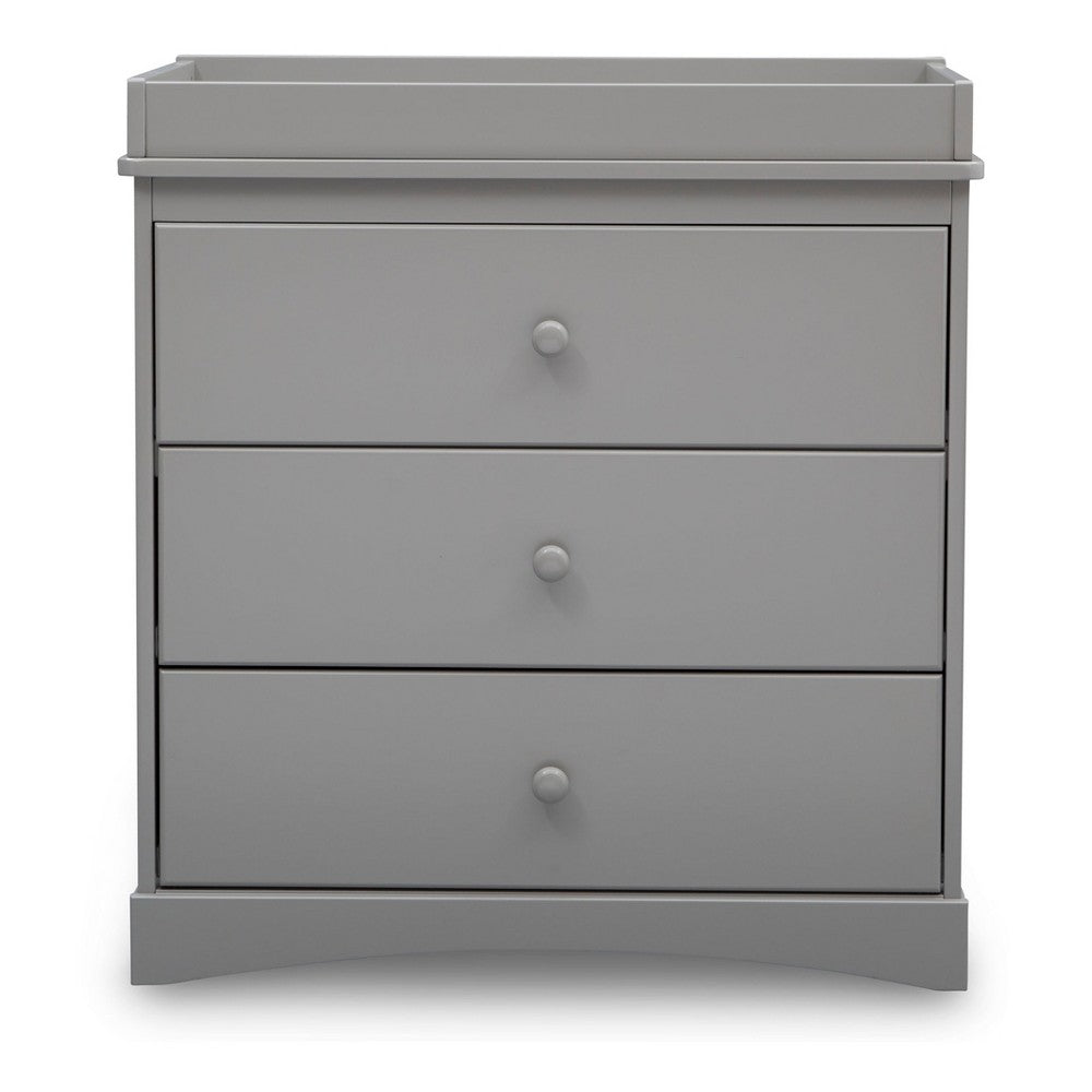 Delta Children Skylar 3-Drawer Dresser with Changing Table Top Gray. Open Box