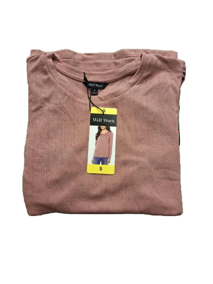 Well Worn Women's Long Sleeve Pointelle Knit Pullover Top S NWT
