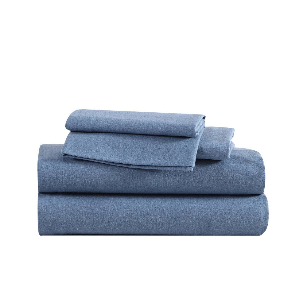 Eddie Bauer 3 Piece Solid Cotton Flannel Twin Size Sheet Set Chambray