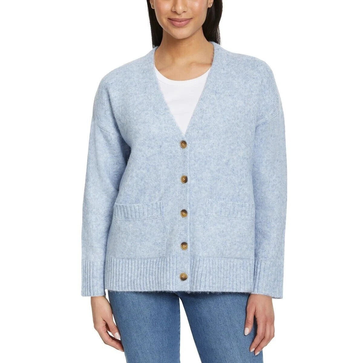 Ella Moss Women's Button Front Cardigan Large Blue NWT
