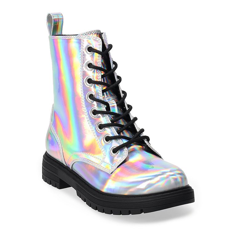 Women's SO Reindeer Combat Boots - Iridescent - 7 - NWOB