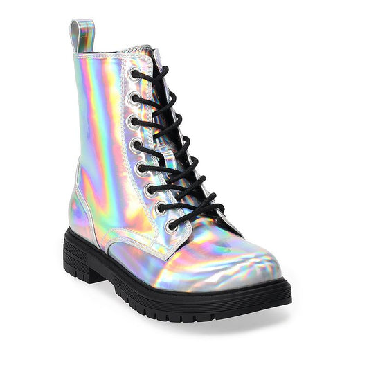 Women's SO Reindeer Combat Boots - Iridescent - 7 - NWOB