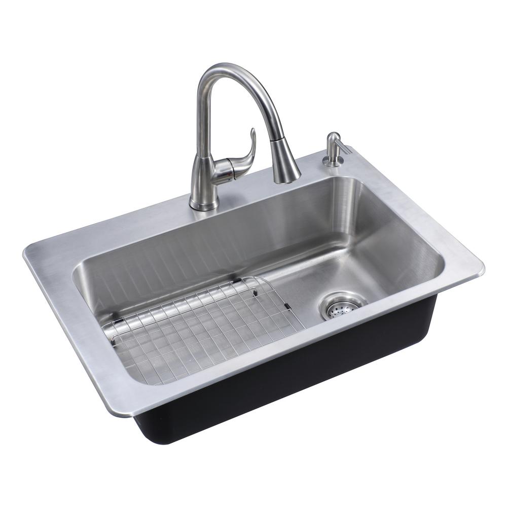 Glacier Bay Drop-in/Undermount Single Bowl Stainless Steel Kitchen Sink. Open Box