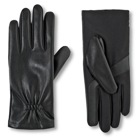 Isotoner Women's Lined Faux Leather Gloves L/XL Black NWT