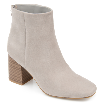Journee Collection Women's Audrina Stacked Heel Booties Taupe NWOB