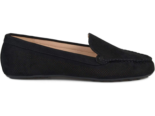 Journee Collection Women's Halsey Perforated Loafers Black NWOB
