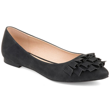 Journee Collection Women's Judy Ruffled Ballet Flats Black NWOB