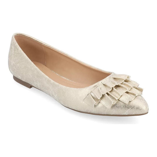 Journee Collection Women's Judy Ruffled Ballet Flats Gold NWOB