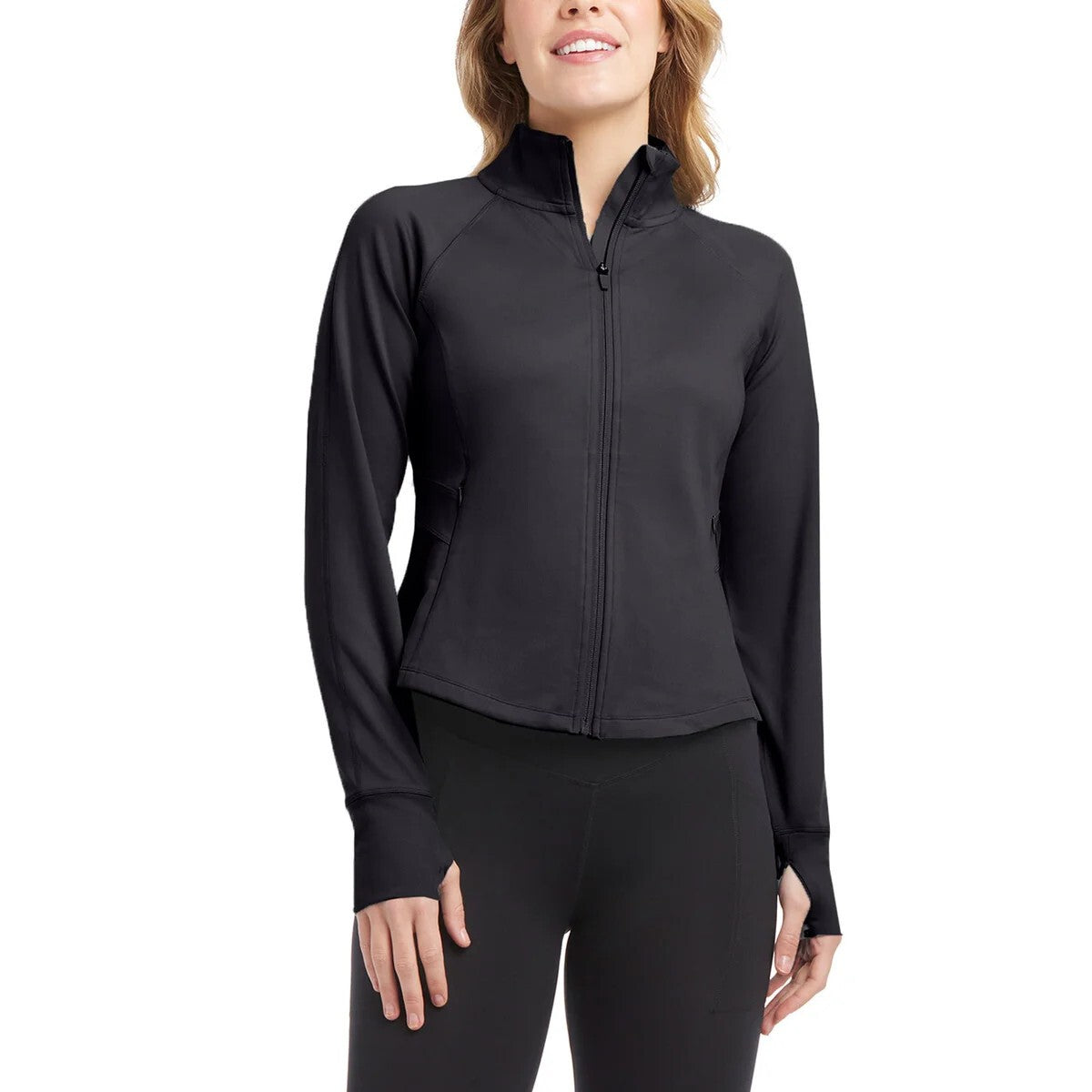 Jockey Women's Midweight Yoga Jacket XL Black Salt NWT